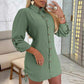💥Limited time 56% off🔥Women's Lapel Button-Down Side Drawstring Shirt Dress