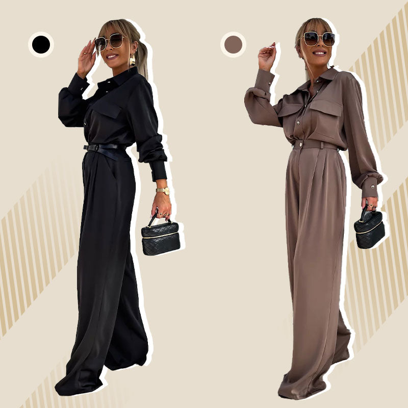 ✨New Arrival✨Women's Casual Long Sleeve Shirt and Loose Pants 2 Piece Set