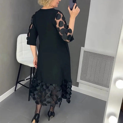 🌷Limited Time 49% OFF💞Plus Size Flared Dress with Dots Decor