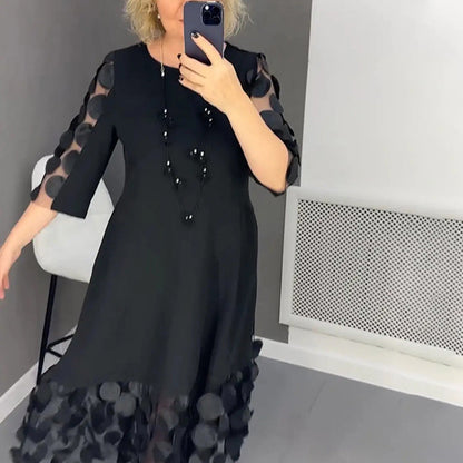 🌷Limited Time 49% OFF💞Plus Size Flared Dress with Dots Decor