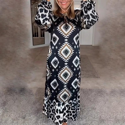 🌷Beperkte tijd 49% KORTING💞Bohemian Casual Print Lange Mouw Jurk voor Dames