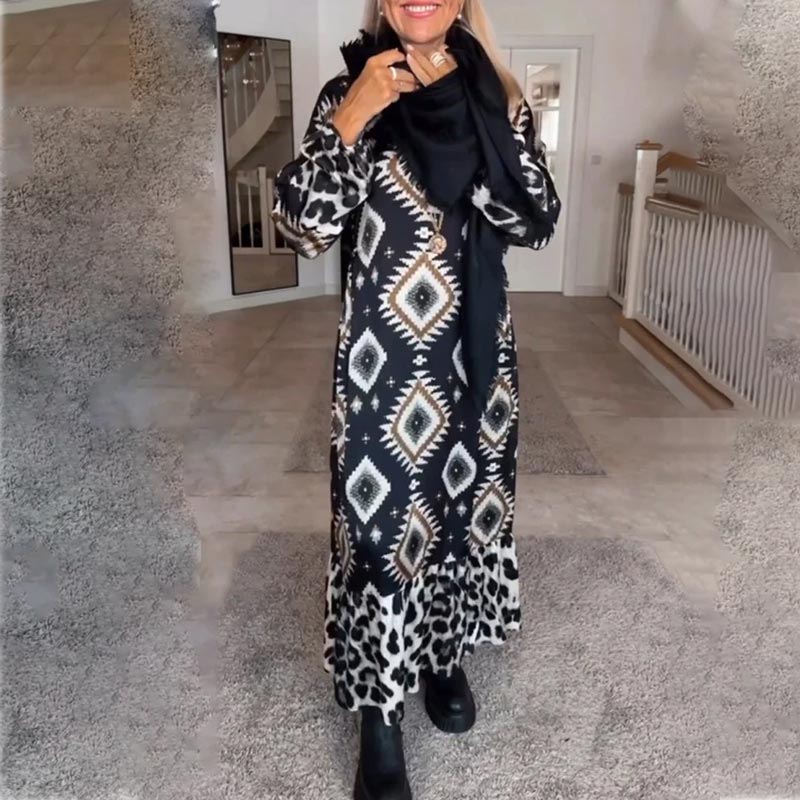 🌷Beperkte tijd 49% KORTING💞Bohemian Casual Print Lange Mouw Jurk voor Dames