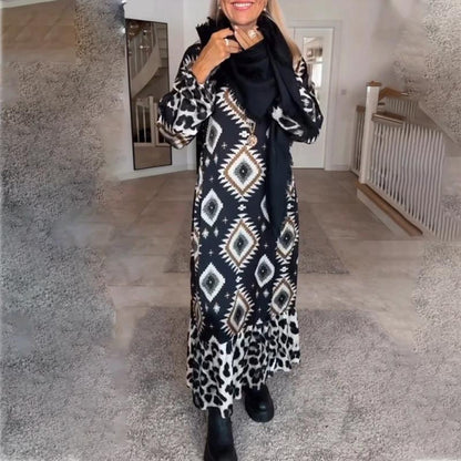 🌷Beperkte tijd 49% KORTING💞Bohemian Casual Print Lange Mouw Jurk voor Dames