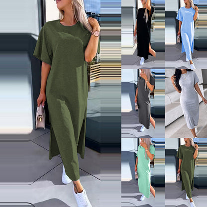 🌷Limited Time 52% OFF💞Women's Casual Split T-shirt Long Dress