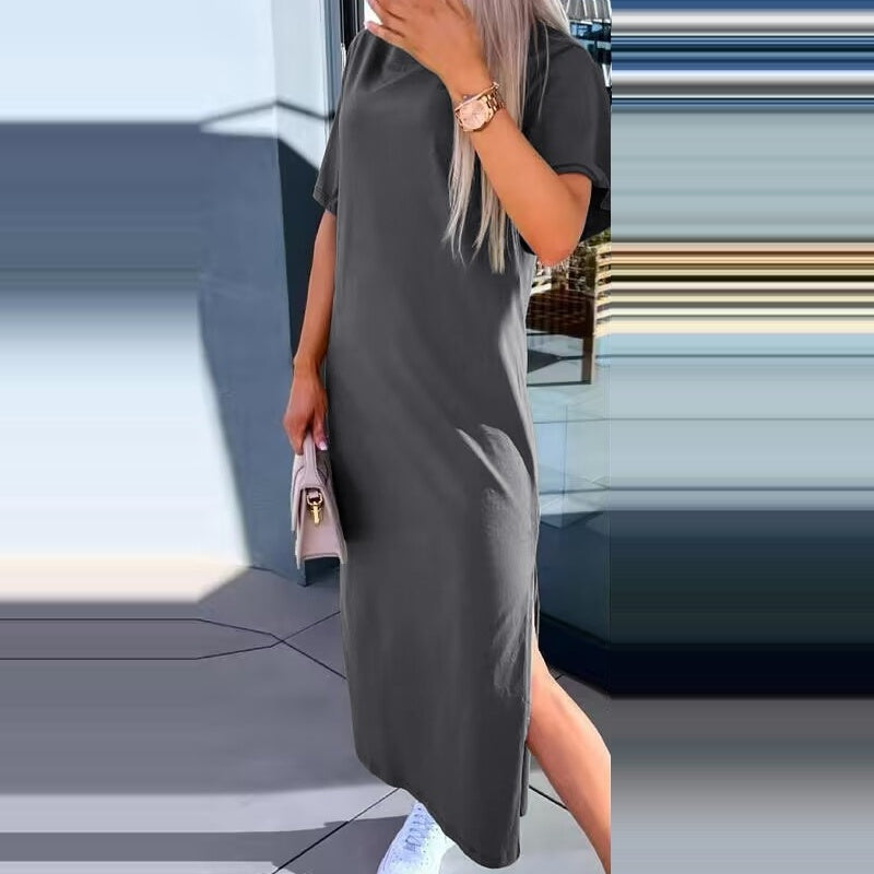 🌷Limited Time 52% OFF💞Women's Casual Split T-shirt Long Dress