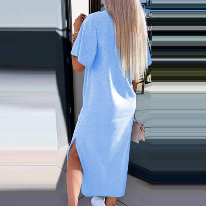 🌷Limited Time 52% OFF💞Women's Casual Split T-shirt Long Dress