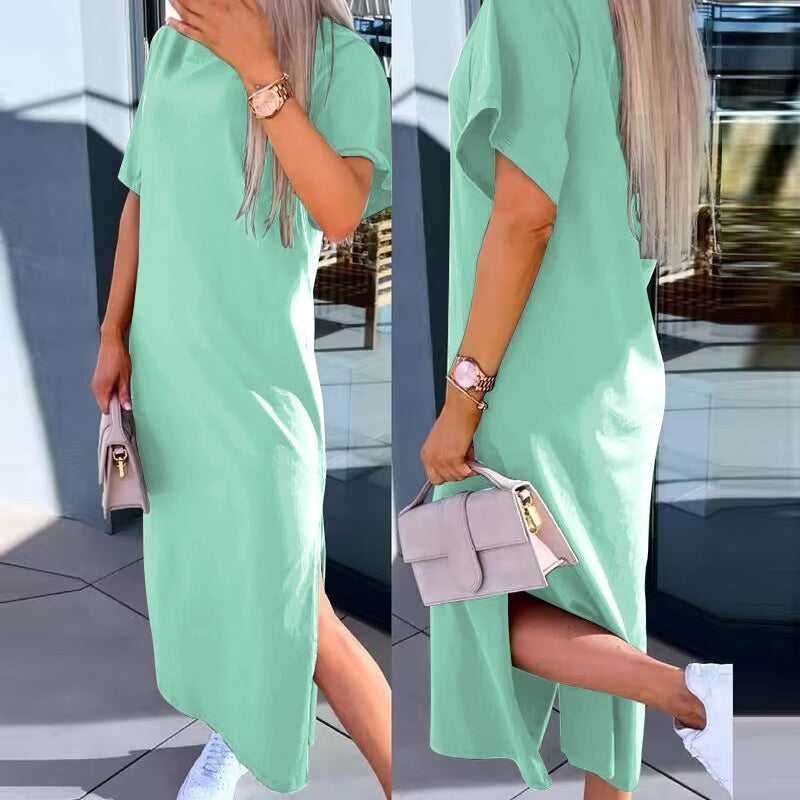 🌷Limited Time 52% OFF💞Women's Casual Split T-shirt Long Dress