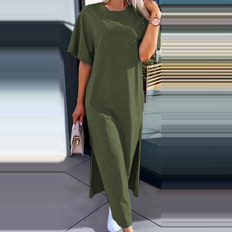 🌷Limited Time 52% OFF💞Women's Casual Split T-shirt Long Dress
