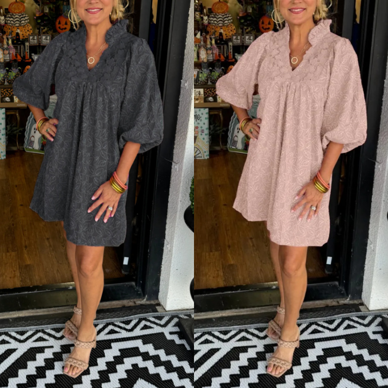 🌷Limited Time 46% OFF💞Solid color carved elegant dress