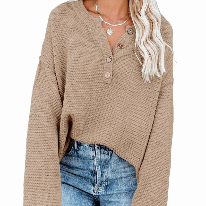 🔥Limited Time 45% OFF🔥Henley Waffle Knit Sweater