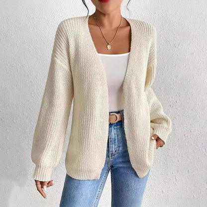 🔥Limited time 30% off🔥Chunky Knit Open Front Cardigan with Lantern Sleeves