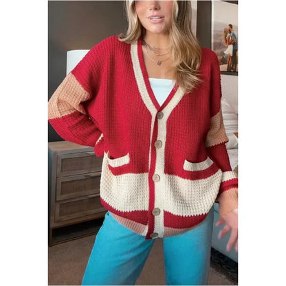 🥰Seasonal promotion super low price🥰Women's Colorblock Knit Cardigan Sweater
