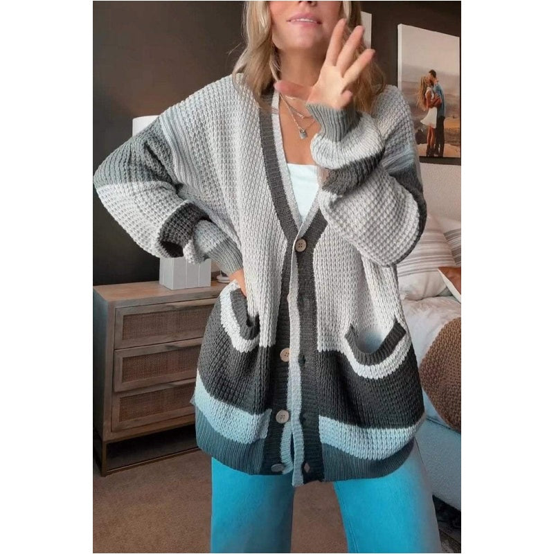 🥰Seasonal promotion super low price🥰Women's Colorblock Knit Cardigan Sweater
