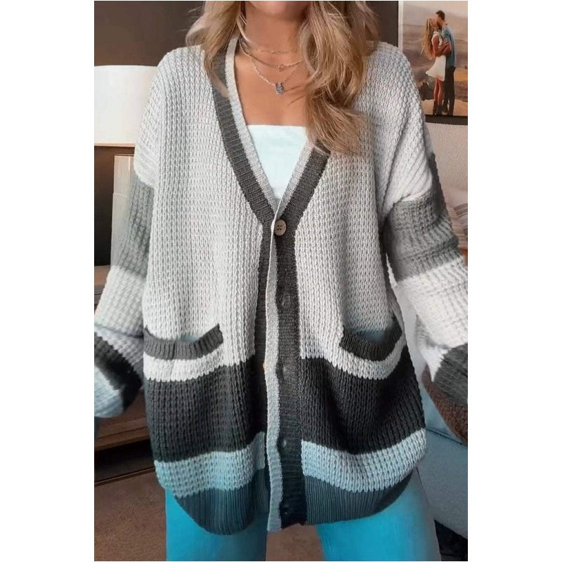 🥰Seasonal promotion super low price🥰Women's Colorblock Knit Cardigan Sweater