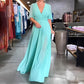 🌷Limited Time 50% OFF💞Solid Color V-Neck Waist Cinching Split Dress