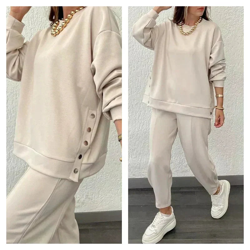 💕HOT SALE 49% OFF💕Women’s Trendy Solid Color Two-Piece Set Top & Pants