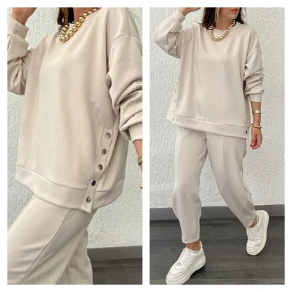 💕HOT SALE 49% OFF💕Women’s Trendy Solid Color Two-Piece Set Top & Pants