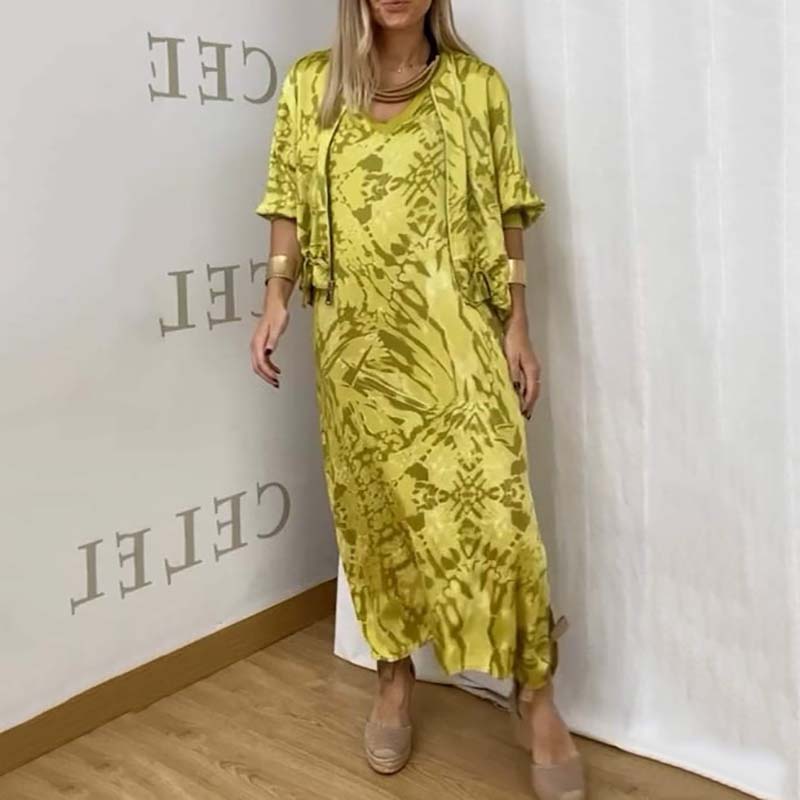 🌷Limited Time 56% OFF💞Women’s Fall Fashion Casual Printed Dress Two-Piece Set