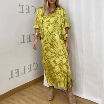 🌷Limited Time 56% OFF💞Women’s Fall Fashion Casual Printed Dress Two-Piece Set