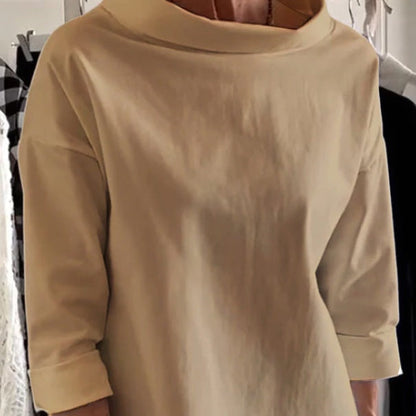 🍁Autumn New Releases🍁Casual Standing Collar Solid Color T-Shirt