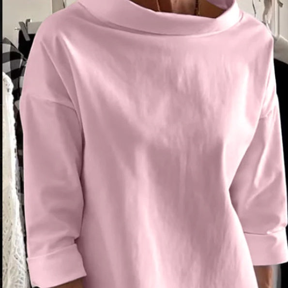 🍁Autumn New Releases🍁Casual Standing Collar Solid Color T-Shirt