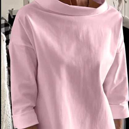 🍁Autumn New Releases🍁Casual Standing Collar Solid Color T-Shirt