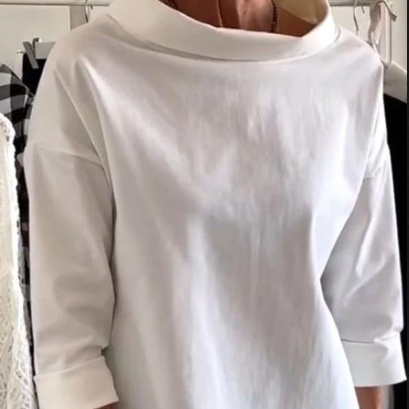 🍁Autumn New Releases🍁Casual Standing Collar Solid Color T-Shirt
