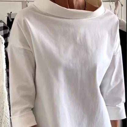 🍁Autumn New Releases🍁Casual Standing Collar Solid Color T-Shirt