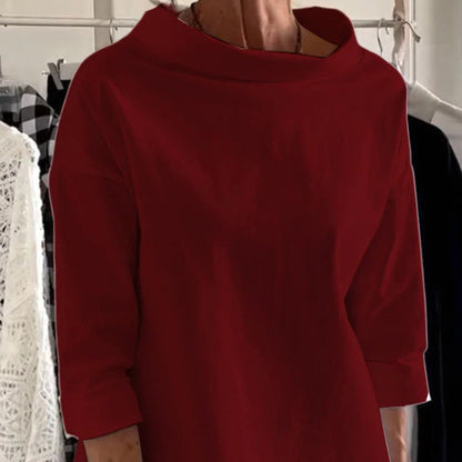 🍁Autumn New Releases🍁Casual Standing Collar Solid Color T-Shirt