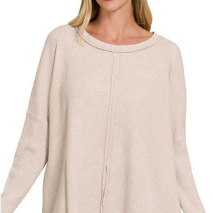 💞Women's Solid Color Long-Sleeve Waffle Knit Tops