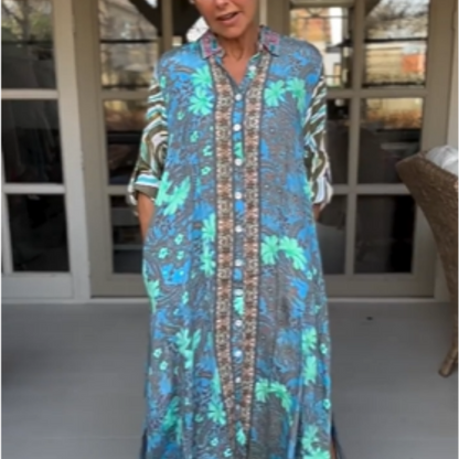 🌷Beperkte tijd 51% KORTING💞Modieuze maxi-jurk met print en zijsplit