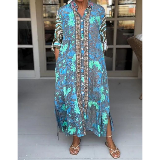 🌷Limited Time 51% OFF💞Fashion Printed Maxi Dress with Side-Slit