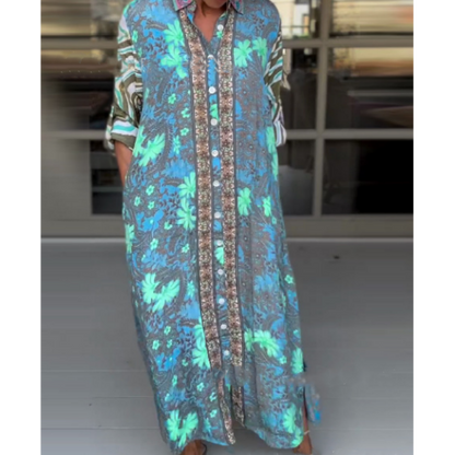 🌷Beperkte tijd 51% KORTING💞Modieuze maxi-jurk met print en zijsplit