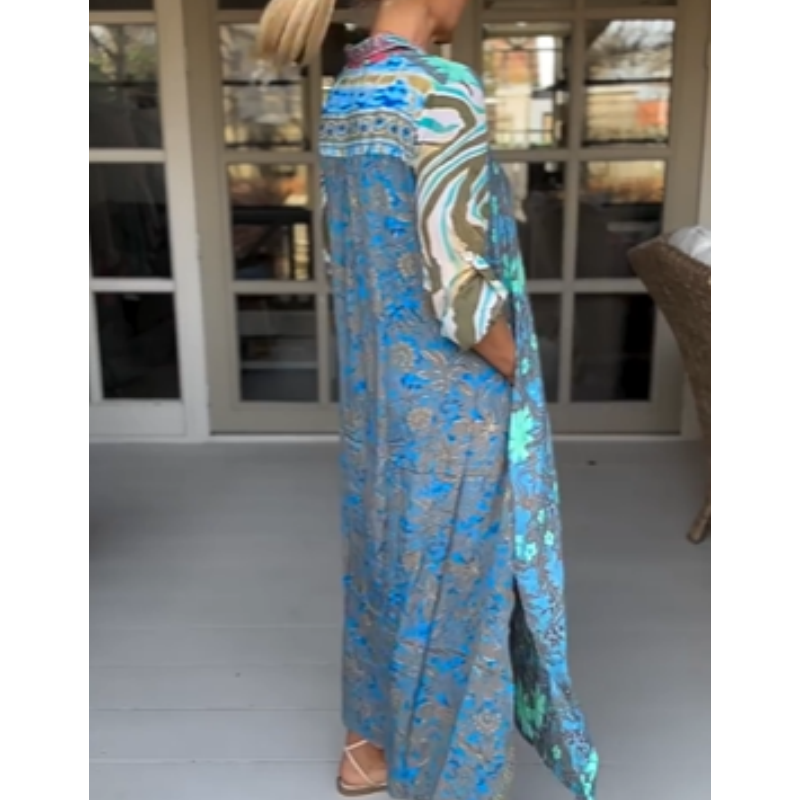 🌷Beperkte tijd 51% KORTING💞Modieuze maxi-jurk met print en zijsplit