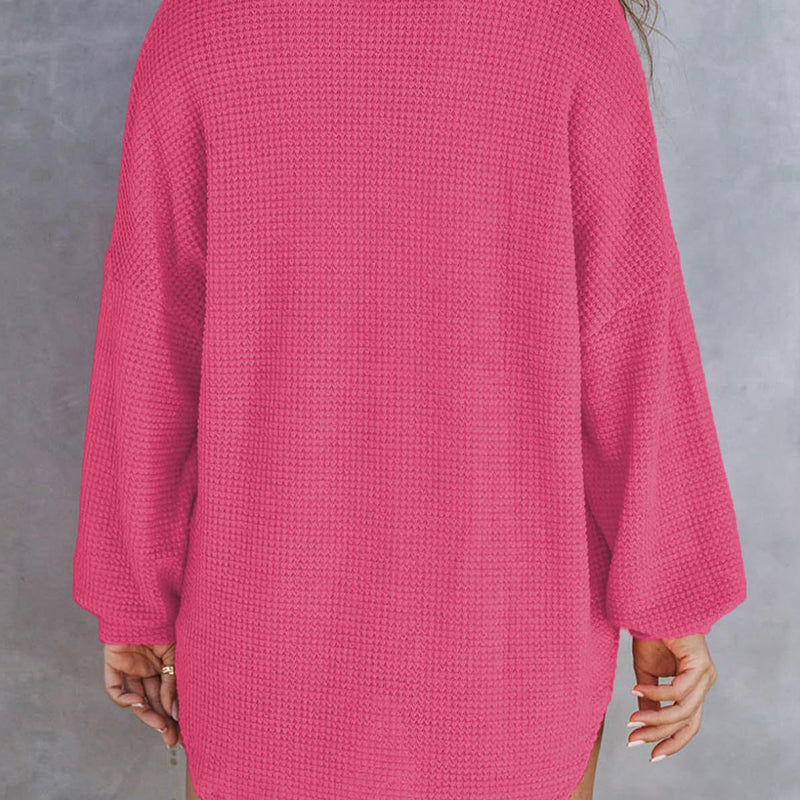 ✨New Arrival✨Women’s Loose Solid Color Waffle Knit Shirt