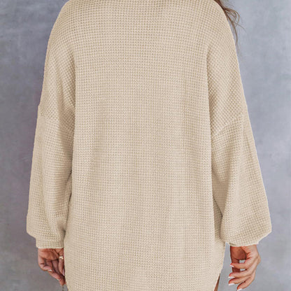 ✨New Arrival✨Women’s Loose Solid Color Waffle Knit Shirt