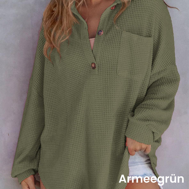 ✨New Arrival✨Women’s Loose Solid Color Waffle Knit Shirt