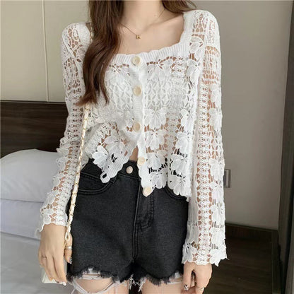 🌷Limited Time 50% OFF💞Crochet Lace Button-Down Cardigan