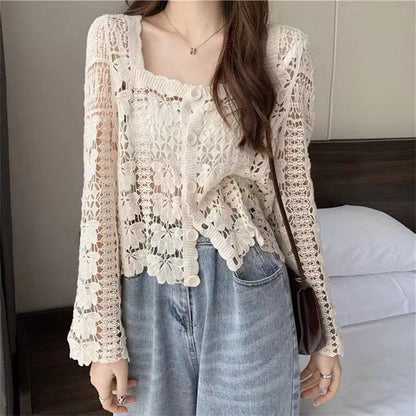 🌷Limited Time 50% OFF💞Crochet Lace Button-Down Cardigan