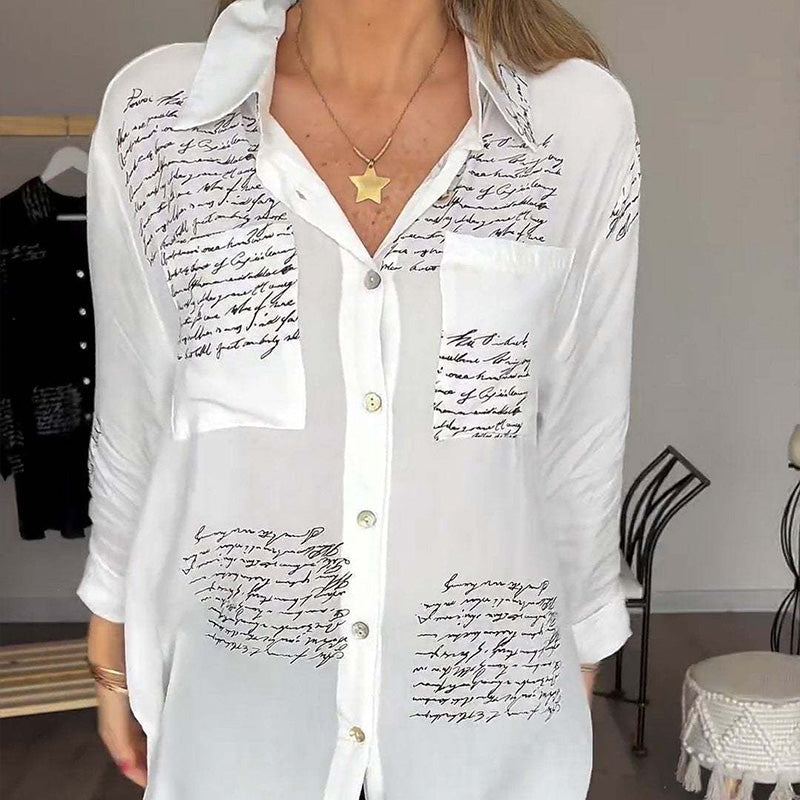 🌷Beperkte tijd 58% KORTING💞Dames lange mouwen print mode revers overhemd