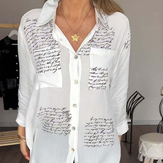 🌷Limited Time 58% OFF💞Women's Long Sleeve Print Fashion Lapel Shirt