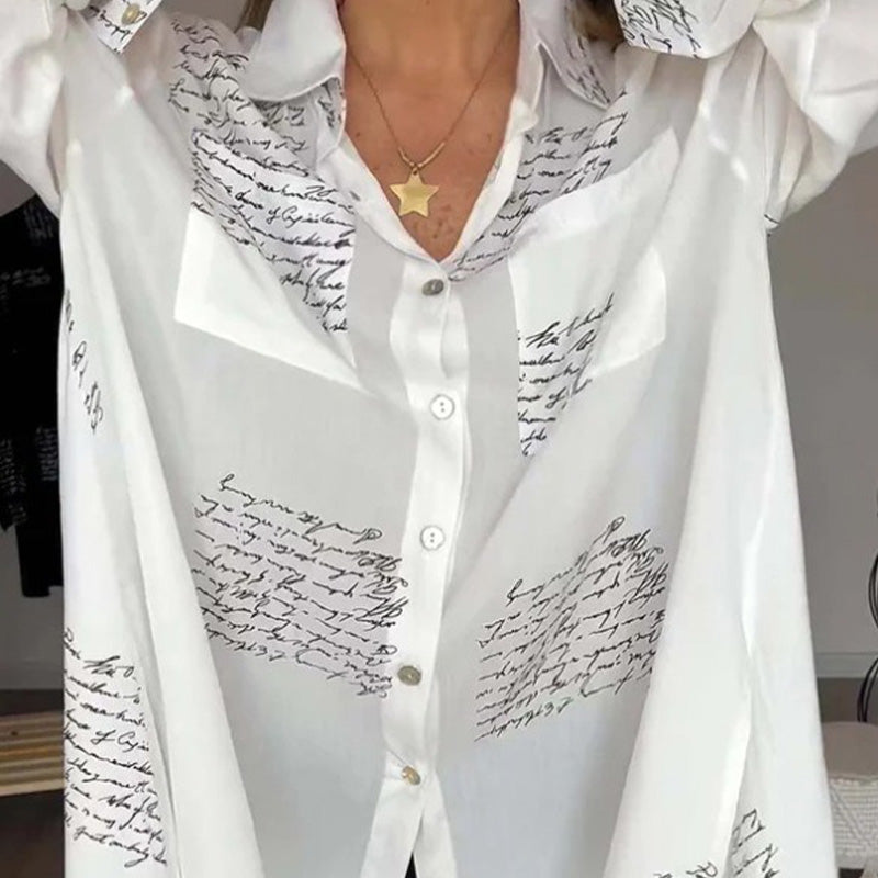 🌷Beperkte tijd 58% KORTING💞Dames lange mouwen print mode revers overhemd
