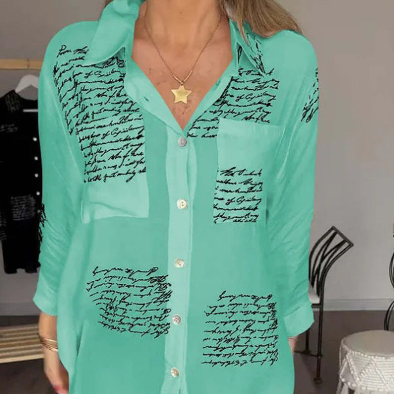 🌷Beperkte tijd 58% KORTING💞Dames lange mouwen print mode revers overhemd