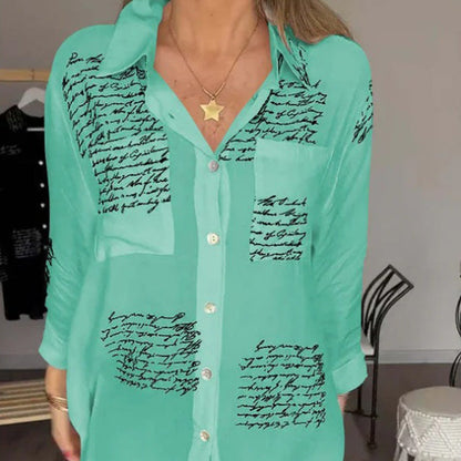 🌷Beperkte tijd 58% KORTING💞Dames lange mouwen print mode revers overhemd
