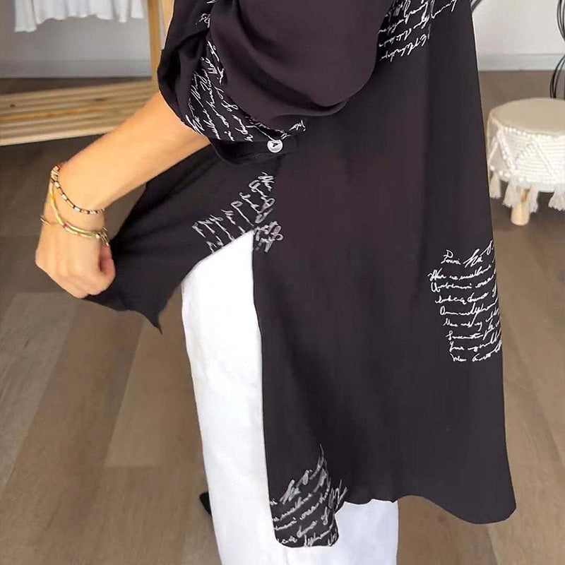 🌷Beperkte tijd 58% KORTING💞Dames lange mouwen print mode revers overhemd