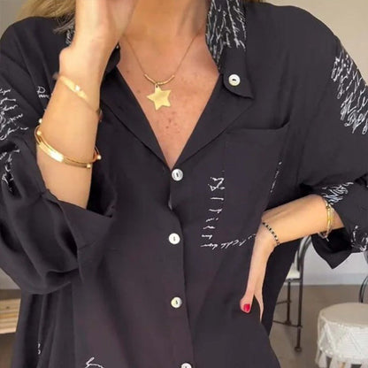 🌷Limited Time 58% OFF💞Women's Long Sleeve Print Fashion Lapel Shirt