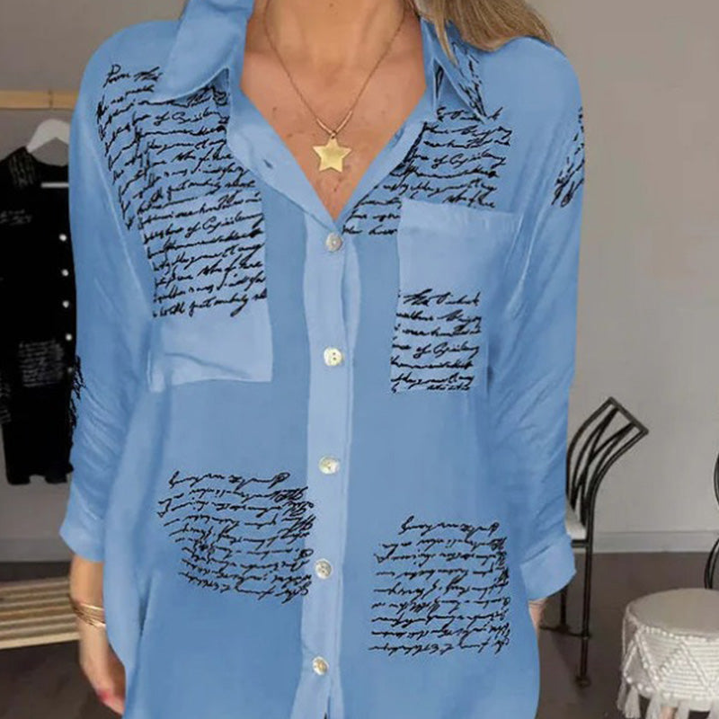🌷Beperkte tijd 58% KORTING💞Dames lange mouwen print mode revers overhemd