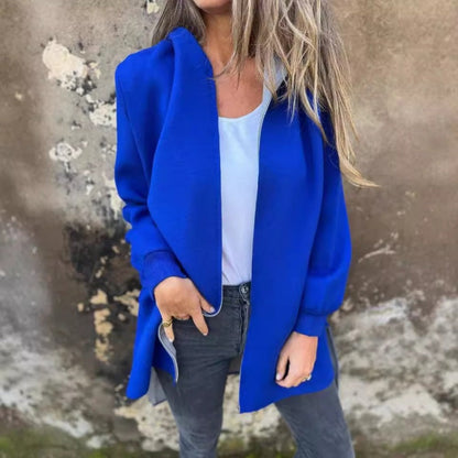 🌷Limited Time 43% OFF💞Women's Solid Zipper Hooded Coat with Pockets