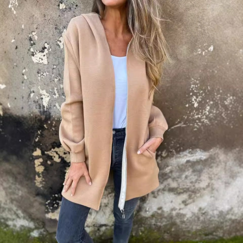 🌷Limited Time 43% OFF💞Women's Solid Zipper Hooded Coat with Pockets