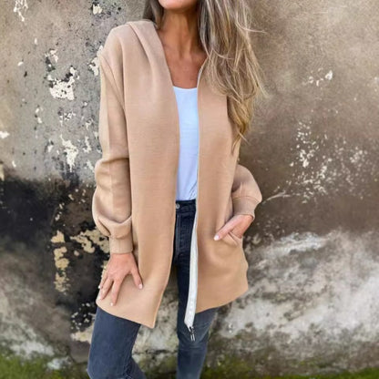 🌷Limited Time 43% OFF💞Women's Solid Zipper Hooded Coat with Pockets